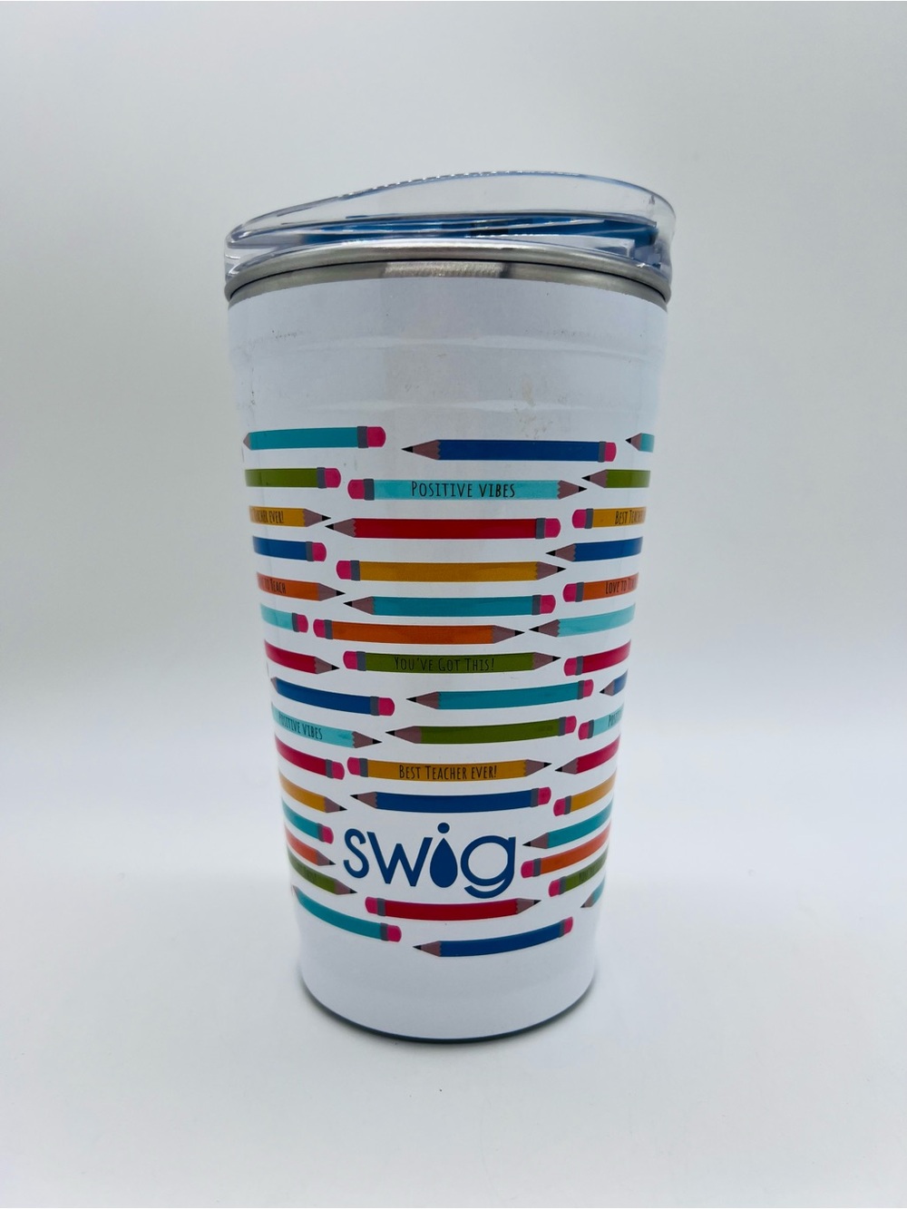 Swig White 'Pencil Pattern' Insulated Tumbler - Colorful 24 Ounces